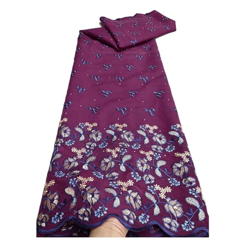 Mode Nigerian Baumwolle Trockenen Spitzen Stoff Schweizer Voile Steine ​​Stickerei Spitze Stoff For Frauen Prom Party Kleider 5Yards(LY4180-5) von CCZRD