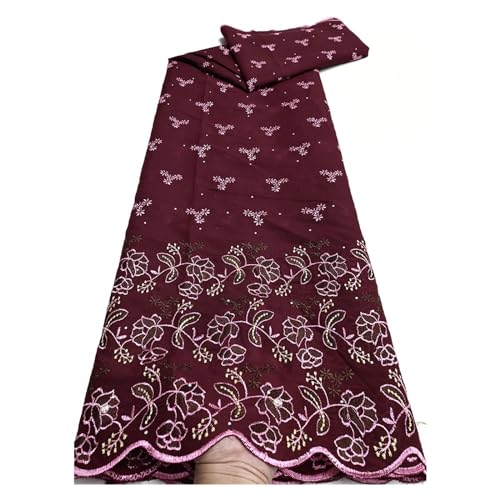 Mode Nigerian Baumwolle Trockenen Spitzen Stoff Schweizer Voile Steine ​​Stickerei Spitze Stoff For Frauen Prom Party Kleider 5Yards(LY4180-6) von CCZRD