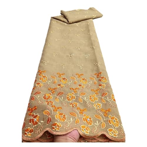 Mode Nigerian Baumwolle Trockenen Spitzen Stoff Schweizer Voile Steine ​​Stickerei Spitze Stoff For Frauen Prom Party Kleider 5Yards(LY4180-7) von CCZRD