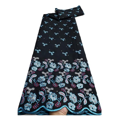 Mode Nigerian Baumwolle Trockenen Spitzen Stoff Schweizer Voile Steine ​​Stickerei Spitze Stoff For Frauen Prom Party Kleider 5Yards(LY4180-8) von CCZRD