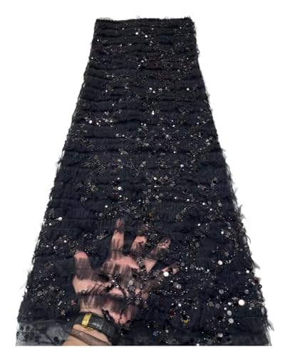 Nigeria Spezialstoff Handgemachte Stickerei Tüll Spitze Mit Pailletten For Die Herstellung Von Frauen Hochzeitskleid 5yard(1) von CCZRD