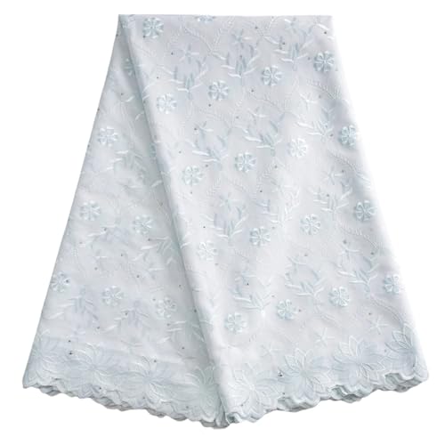 Nigerianische Schweizer Voilespitze In Der Schweiz, Hochzeitsfeier, Afrikanischer Baumwoll-Spitzenstoff Mit Steinen For Nähen, 5 Yard(3African Lace Fabric) von CCZRD