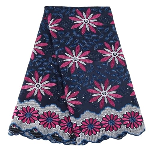 Nigerianische Stickerei Trockene Baumwolle Schweizer Voilespitze Stoff Afrikanische Steine ​​Voilespitze Stoff For Party Nähen Kleid 5yard(4) von CCZRD