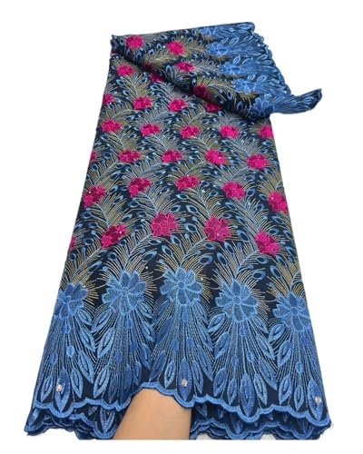 Nigerianischen Baumwolle Spitze Stoff Afrikanische Voile Stickerei Spitze Stoff For Frauen Abend Party Kleid Material 5yard(51017) von CCZRD