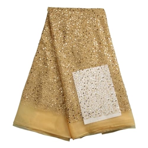 Nigerianischen Perlen Stickerei Spitze Französisch Net Pailletten Tüll Afrikanische Spitze Stoff For Luxus Hochzeit Party 5yard(2african lace fabric) von CCZRD