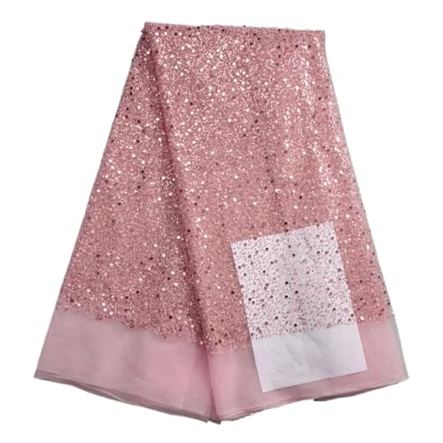 Nigerianischen Perlen Stickerei Spitze Französisch Net Pailletten Tüll Afrikanische Spitze Stoff For Luxus Hochzeit Party 5yard(4african lace fabric) von CCZRD