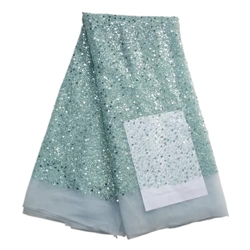 Nigerianischen Perlen Stickerei Spitze Französisch Net Pailletten Tüll Afrikanische Spitze Stoff For Luxus Hochzeit Party 5yard(5african lace fabric) von CCZRD