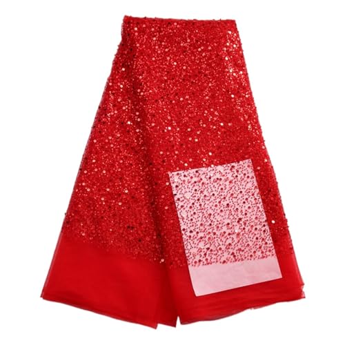 Nigerianischen Perlen Stickerei Spitze Französisch Net Pailletten Tüll Afrikanische Spitze Stoff For Luxus Hochzeit Party 5yard(7african lace fabric) von CCZRD