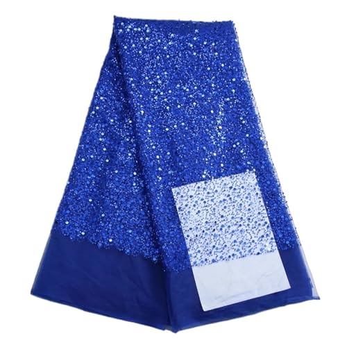 Nigerianischen Perlen Stickerei Spitze Französisch Net Pailletten Tüll Afrikanische Spitze Stoff For Luxus Hochzeit Party 5yard(8african lace fabric) von CCZRD