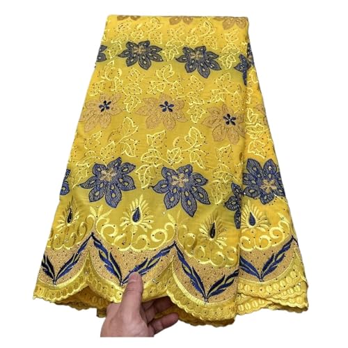 Nigerianischer Afrikanischer Stickerei-Tüll Aus Baumwolle, Party-Spitzenstoff, Hochzeitskleid, Damast, Guipure-Pailletten, 5 Yard(5) von CCZRD