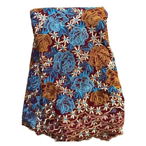 Nigerianischer Baumwoll-Spitzenstoff, Afrikanische Schweizer Voile-Spitze, Stickerei, Afrikanischer Spitzenstoff For Nähen Von Kleidung, 5 Yard(3 DX016) von CCZRD