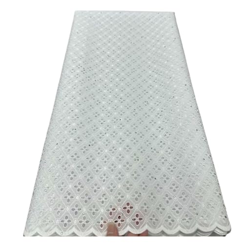 Nigerianischer Baumwoll-Spitzenstoff For Frauen, Afrikanische Spitze, Voile-Spitze, Schweiz, Partykleid, 5 Yards(10) von CCZRD