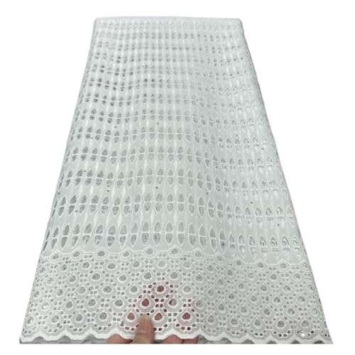 Nigerianischer Baumwoll-Spitzenstoff For Frauen, Afrikanische Spitze, Voile-Spitze, Schweiz, Partykleid, 5 Yards(12) von CCZRD