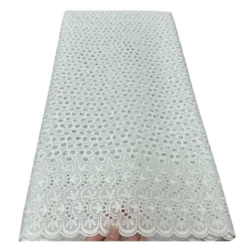 Nigerianischer Baumwoll-Spitzenstoff For Frauen, Afrikanische Spitze, Voile-Spitze, Schweiz, Partykleid, 5 Yards(15) von CCZRD