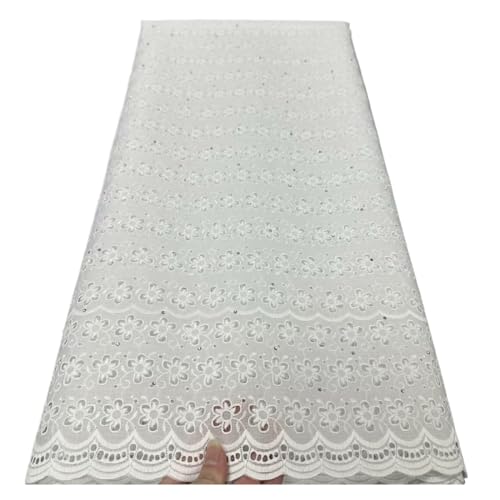 Nigerianischer Baumwoll-Spitzenstoff For Frauen, Afrikanische Spitze, Voile-Spitze, Schweiz, Partykleid, 5 Yards(16) von CCZRD