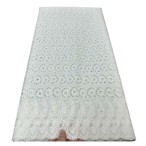 Nigerianischer Baumwoll-Spitzenstoff For Frauen, Afrikanische Spitze, Voile-Spitze, Schweiz, Partykleid, 5 Yards(23) von CCZRD
