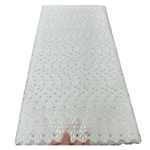 Nigerianischer Baumwoll-Spitzenstoff For Frauen, Afrikanische Spitze, Voile-Spitze, Schweiz, Partykleid, 5 Yards(3) von CCZRD