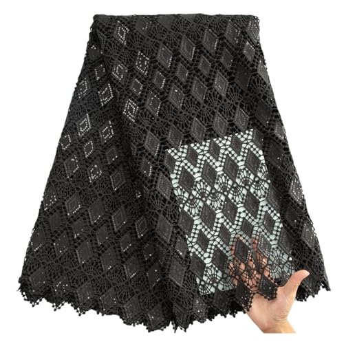 Nigerianischer Spitzenstoff, Afrikanischer Wasserlöslicher Spitzenstoff For Frauenkleider, 5 Yard(20Guipure Cord Lace) von CCZRD