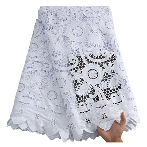 Nigerianischer Spitzenstoff, Afrikanischer Wasserlöslicher Spitzenstoff For Frauenkleider, 5 Yard(9Guipure Cord Lace) von CCZRD