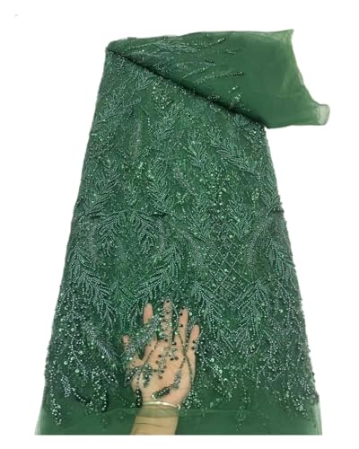 Nigerianischer Spitzenstoff Mit Perlenstickerei, Französischer Netz-Pailletten-Tüll, Afrikanischer Spitzenstoff For Luxus-Hochzeitsfeier, 5 Yards(2) von CCZRD