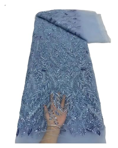 Nigerianischer Spitzenstoff Mit Perlenstickerei, Französischer Netz-Pailletten-Tüll, Afrikanischer Spitzenstoff For Luxus-Hochzeitsfeier, 5 Yards(7) von CCZRD