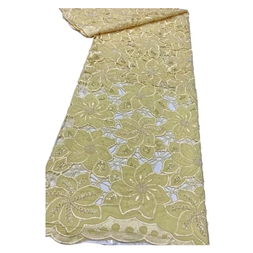 Nigerianischer Tüll-Spitzenstoff For Nähen, Hochzeit, Stickerei, Kleid, Chiffon, Party, Pailletten, Baumwolle, 5 Yard(3) von CCZRD