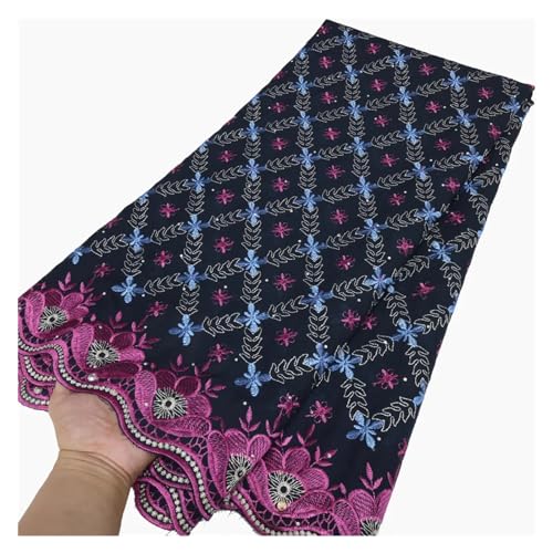 Polierter Baumwoll-Spitzenstoff, Herrenbekleidung, Stickerei, 5 Yards, Afrikanischer Schweizer Voile-Spitzenstoff(LY3173-7) von CCZRD