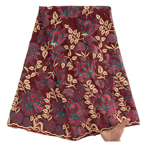 SPITZE Afrikanische Baumwolle Stickerei Trockenspitze Schweizer Voilespitze Mit Steinen For Frauen Hochzeit Party Kleider 5yard(Swiss Voile Lace7) von CCZRD