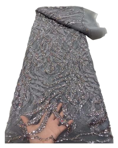 Schwarzer Afrikanischer Pailletten-Spitzenstoff, Französischer Nigerianischer Bräutigam-Spitzenstoff For Nähen Von Kleidern, Hochzeiten, Partys, 5 Yards(3african lace fabric) von CCZRD