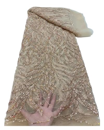 Schwarzer Afrikanischer Pailletten-Spitzenstoff, Französischer Nigerianischer Bräutigam-Spitzenstoff For Nähen Von Kleidern, Hochzeiten, Partys, 5 Yards(9african lace fabric) von CCZRD