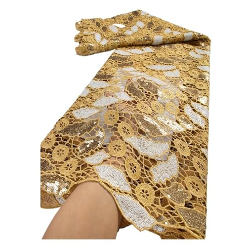 Schwarzer Afrikanischer Spitzenstoff Mit Pailletten, Kordel-Spitzenstoff, Nigerianischer Spitzenstoff For Hochzeitsparty, 2,5 Meter(3) von CCZRD