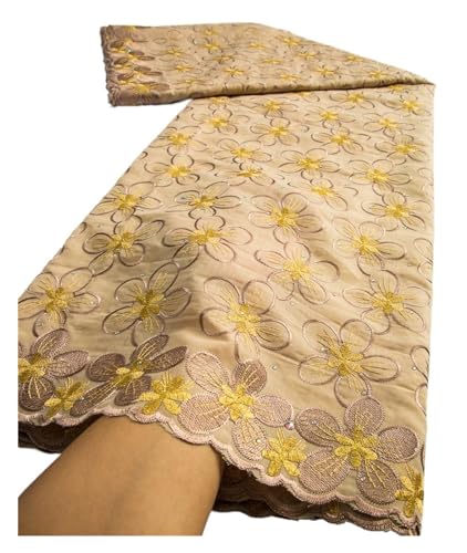 Schweizer Voile-Spitzenstoff, Nigerianischer Afrikanischer Baumwollstoff Mit Steinen For Abend- Und Partykleider For Frauen(3) von CCZRD