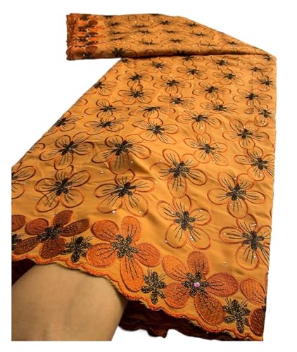 Schweizer Voile-Spitzenstoff, Nigerianischer Afrikanischer Baumwollstoff Mit Steinen For Abend- Und Partykleider For Frauen(4) von CCZRD