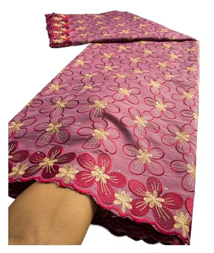 Schweizer Voile-Spitzenstoff, Nigerianischer Afrikanischer Baumwollstoff Mit Steinen For Abend- Und Partykleider For Frauen(5) von CCZRD
