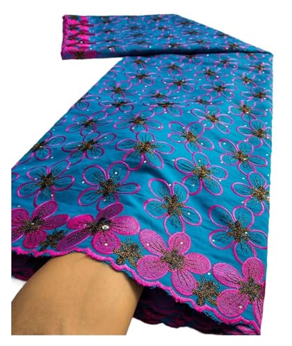 Schweizer Voile-Spitzenstoff, Nigerianischer Afrikanischer Baumwollstoff Mit Steinen For Abend- Und Partykleider For Frauen(8) von CCZRD