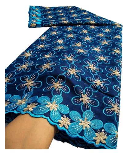 Schweizer Voile-Spitzenstoff, Nigerianischer Afrikanischer Baumwollstoff Mit Steinen For Abend- Und Partykleider For Frauen(9) von CCZRD