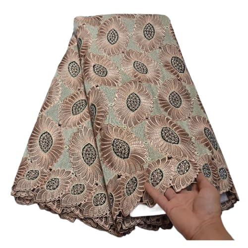 Schweizer Voilespitze In Der Schweiz, Afrikanischer Nigerianischer Spitzenstoff Aus Baumwolle Mit Steinen, Weiche Stickerei For Kleid, 5 Yard(As picture-09) von CCZRD