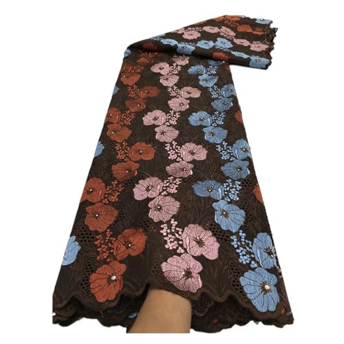 Spitze 5 Yards Afrikanische Nigerianische Baumwollspitze Stoff Stickerei Spitze For Weihnachtskleid F3613(8african lace fabric) von CCZRD