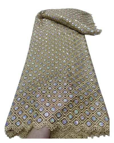 Spitzenstoff Afrikanische Guipure-Stickerei-Spitzenstoff Mit Pailletten For Frauen Hochzeitskleid 5yard(1) von CCZRD