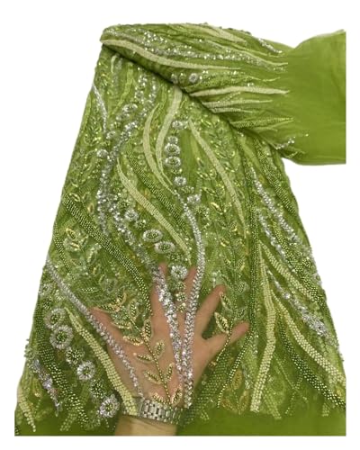 Tüll-Spitzenstoff, Afrikanischer, Nigerianischer Pailletten, Nähen, Guipure-Stickerei, Perlen, Steinkleider, 5 Yards(2) von CCZRD