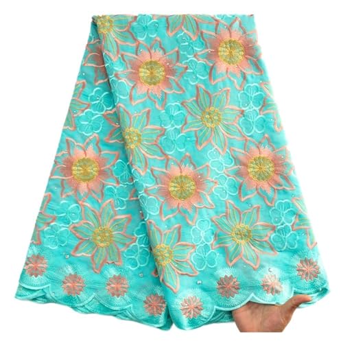 Voile-Spitze, Afrikanischer Baumwoll-Spitzenstoff, Nigerianischer Baumwollstoff For Frauen, Abendkleider, 5 Yard(3Swiss Voile Lace) von CCZRD