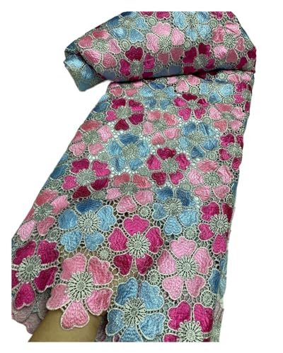 Voile-Spitzenstoff, Stickerei, Löcher, Afrikanische Trockene Baumwollstoffe, Spitze, Beliebter Nigerianischer Spitzenstoff, 5 Yard(6) von CCZRD