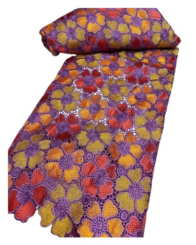 Voile-Spitzenstoff, Stickerei, Löcher, Afrikanische Trockene Baumwollstoffe, Spitze, Beliebter Nigerianischer Spitzenstoff, 5 Yard(8) von CCZRD