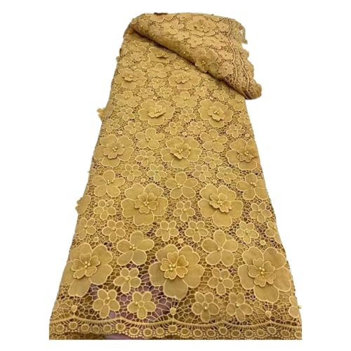 Wasserlösliche Stickerei 5 Yards Afrikanisches 3D-Blumenband Mit Strasssteinen Spitzenkleid Stoff Steine Kordel Spitze(4) von CCZRD