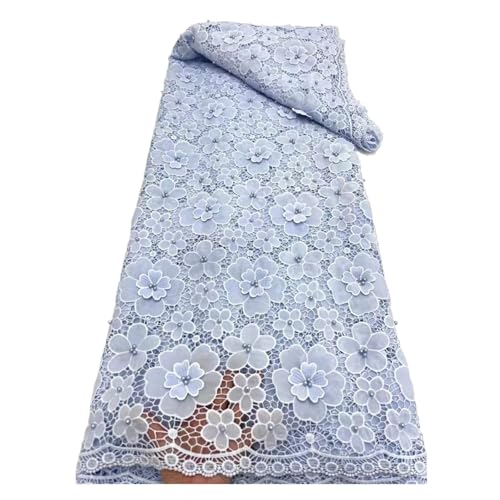 Wasserlösliche Stickerei 5 Yards Afrikanisches 3D-Blumenband Mit Strasssteinen Spitzenkleid Stoff Steine Kordel Spitze(7) von CCZRD