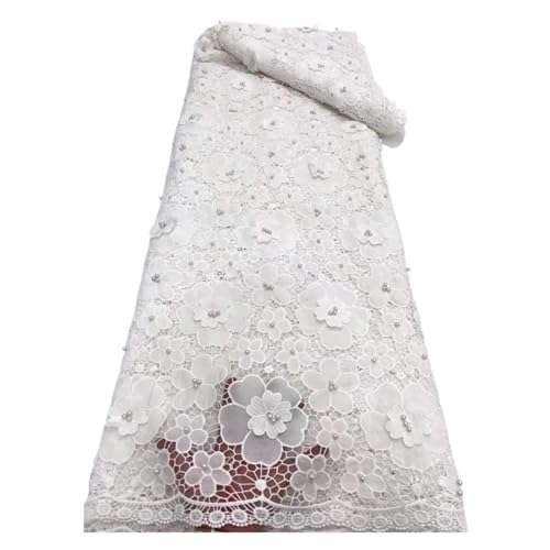 Wasserlösliche Stickerei 5 Yards Afrikanisches 3D-Blumenband Mit Strasssteinen Spitzenkleid Stoff Steine Kordel Spitze(8) von CCZRD