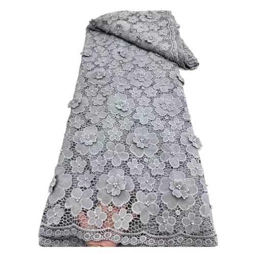 Wasserlösliche Stickerei 5 Yards Afrikanisches 3D-Blumenband Mit Strasssteinen Spitzenkleid Stoff Steine Kordel Spitze(9) von CCZRD