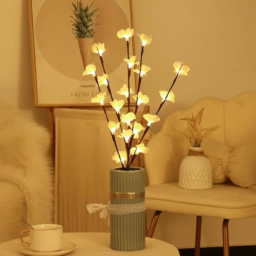 CCogzbb Beleuchtete Zweige, 20 LED-Ginkgo-Blumenlichter Zweig, Batteriebetriebene künstliche Zweige-Dekoration, für die Weihnachtsfeier zu Hause von CCogzbb