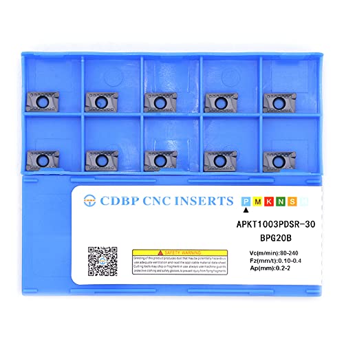 CDBP CNC-Fräsmaser-Hartmetalleinsätze, Stahl, APKT1003PDSR-30, passend für Drehmaschinen, Fräswerkzeuge, 10 Stück (APKT1003PDSR-30) von CDBP