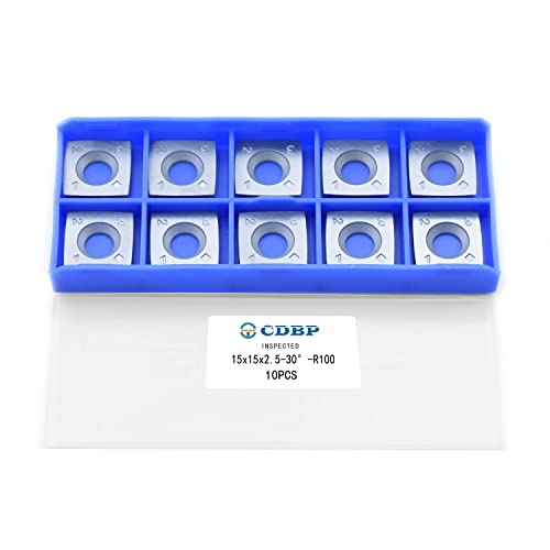 CDBP HM Vorschneid-Wendeplatten 15x15x2,5mm mit R100 Radius Schneidekante für Schaftfräser-Fräswerkzeuge und Hobelköpfe oder Hobelwellen, 10 Stück CDBP HM Vorschneid-Wendeplatten 15x15x2,5mm mit R100 Radius Schneidekante für Schaftfräser-Fräswerkzeuge und Hobelköpfe oder Hobelwellen, 10 Stück von CDBP